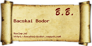 Bacskai Bodor névjegykártya